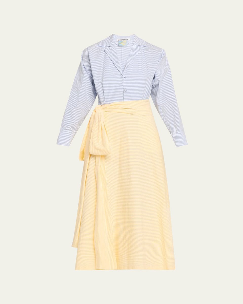 Stripe Wrap Dress with Bow